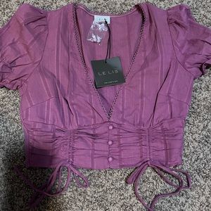 Lelis -  Purple V-Neck Blouse - SM